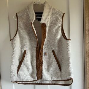 Carhartt Cream Sherpa Vest with Tan Accents